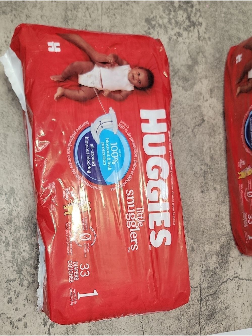 Huggies Little Snugglers Baby Diapers Size 1 Up to 14 lb Lot of 2 packs - Picture 4 of 7